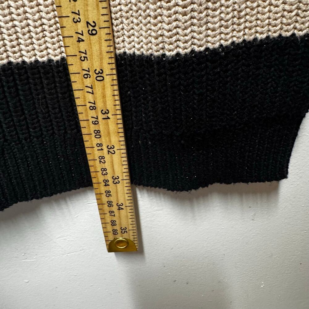 FARM Rio Striped Sweater Dress Chunky Ribbed Turtleneck L Cozy Fall Eclectic - Picture 8 of 13